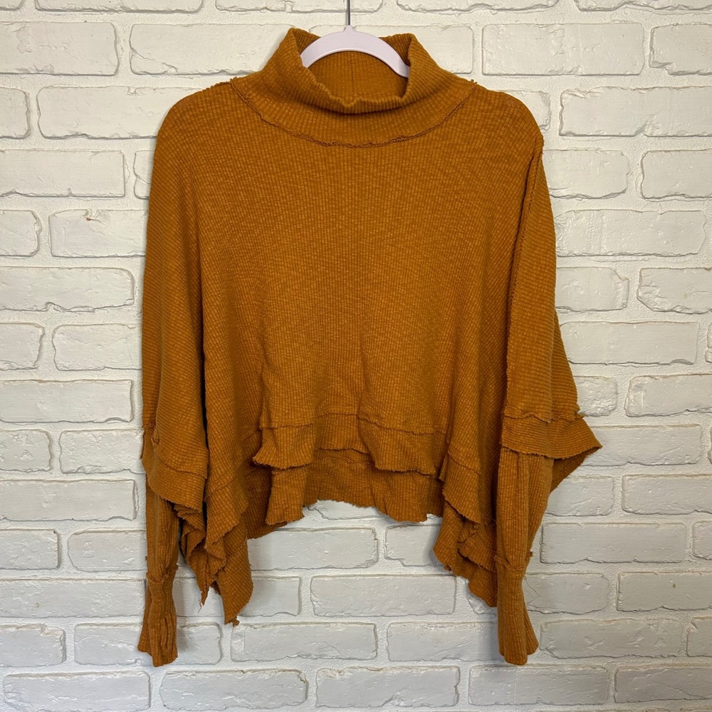 Free People Sunbaby Mock Neck Drop Shoulder Ribbed Top Women's Size XS - Picture 4 of 8